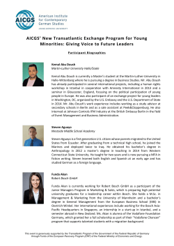 AICGS` New Transatlantic Exchange Program for Young Minorities