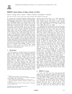 HiRISE observations of slope streaks on Mars