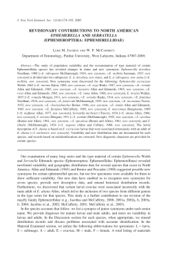 revisionary contributions to north american ephemerella and