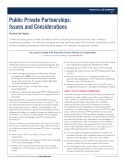 Public Private Partnerships: Issues and Considerations