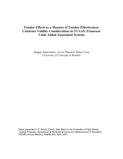 Teacher Effects as a Measure of Teacher Effectiveness