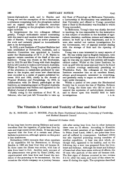 The Vitamin A Content and Toxicity of Bear and Seal Liver