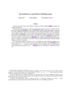On Sunflowers and Matrix Multiplication