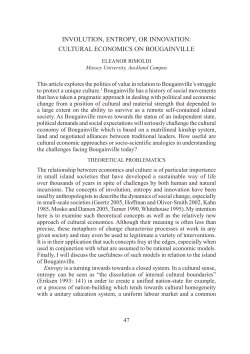 involution, entropy, or innovation: cultural economics on bougainville