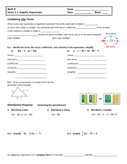 Combining Like Terms Distributive Property