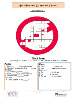 Good Manners Crossword- Taboos
