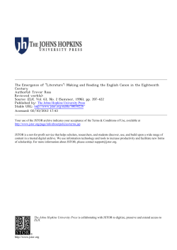 The Emergence of "Literature": Making and Reading the