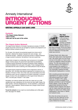 IntroducIng urgent ActIons