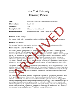 Statement of Policy on Computer Software Copyrights June 1989