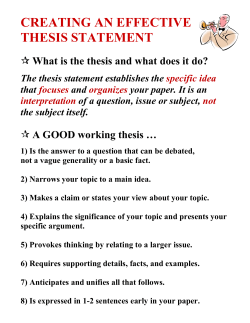 CREATI G A  EFFECTIVE THESIS STATEME T