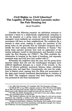 Civil Rights vs. Civil Liberties? The Legality of State Court Lawsuits