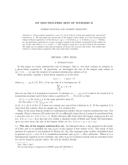 ON SOLUTION-FREE SETS OF INTEGERS II MSC2010: 11B75