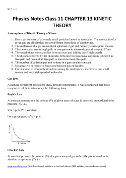Physics Notes Class 11 CHAPTER 13 KINETIC THEORY