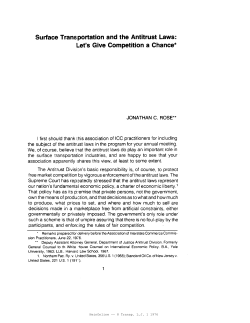 Surface Tran~iportation and the Antitrust Laws: Let`s Give