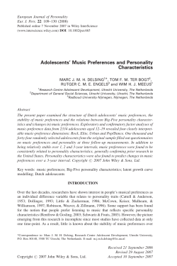 Adolescents` music preferences and personality characteristics