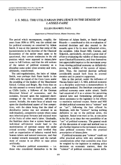 j . s. mill: the utilitarian influence in the demise of laissez