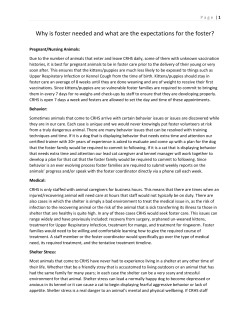 CRHS Foster Care Requirements/Expectations