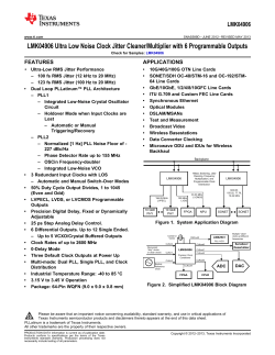 LMK04906 Ultra Low Noise Clock Jitter Clnr/Multiplier w/ 6 Prog