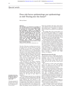 Special article Does risk factor epidemiology put epidemiology at