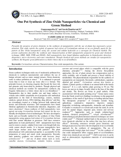 One Pot Synthesis of Zinc Oxide Nanoparticles via Chemical and
