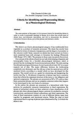 Criteria for Identifying and Representing Idioms