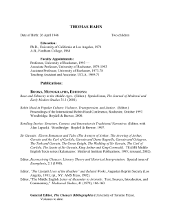 Thomas Hahn`s CV - School of Arts and Sciences