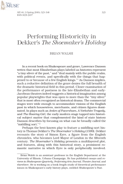 Performing Historicity in Dekker`s The Shoemaker`s Holiday