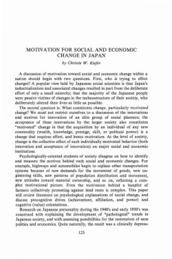 MOTIVATION FOR SOCIAL AND ECONOMIC CHANGE IN JAPAN