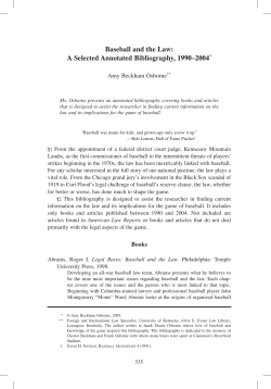 Baseball and the Law: A Selected Annotated