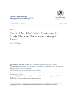 The Final Act of the Helsinki Conference: An Artists` Liberation