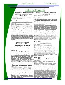 Table of Contents - SUNY Geneseo Journal Publishing