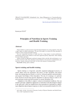 Principles of Nutrition in Sports Training and Health Training