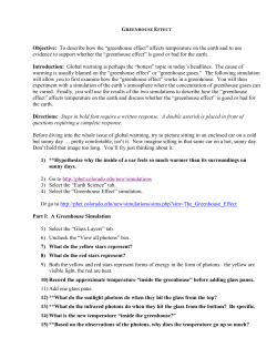 Objective: To describe how the &ldquo;greenhouse effect&rdquo; affects