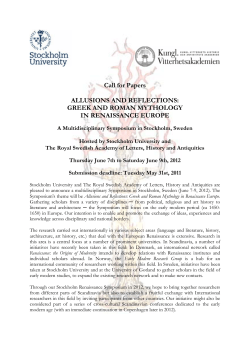 GREEK AND ROMAN MYTHOLOGY IN RENAISSANCE EUROPE