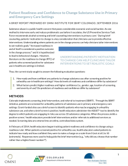 Patient Readiness and Confidence to Change Substance Use in