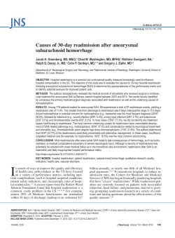Causes of 30-day readmission after aneurysmal subarachnoid