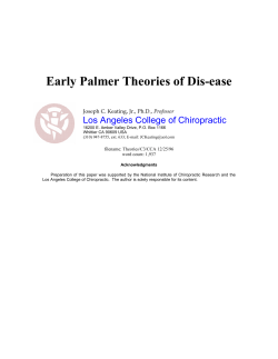 Early Palmer Theories of Dis-ease
