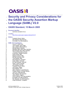 Security and Privacy Considerations for the OASIS Security