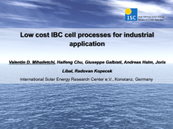 Low cost IBC cell processes for industrial - Helmholtz