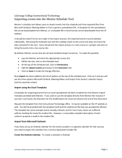Importing events into the Mentor Schedule Tool