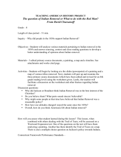 The Question of Indian Removal or What to do With the Red Man?