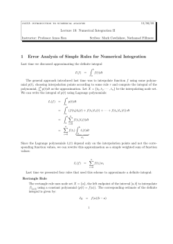 1 Error Analysis of Simple Rules for Numerical Integration