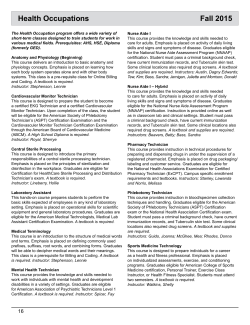 Health Occupations Fall 2015