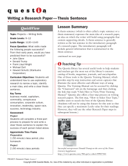 Lesson Summary Writing a Research Paper &mdash; Thesis Sentence