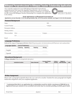 Bilingual Paraprofessional to Bilingual Teacher Scholarship
