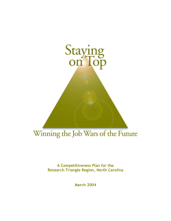 A Competitiveness Plan for the Research Triangle Region, North