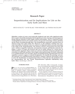 Serpentinization and Its Implications for Life on