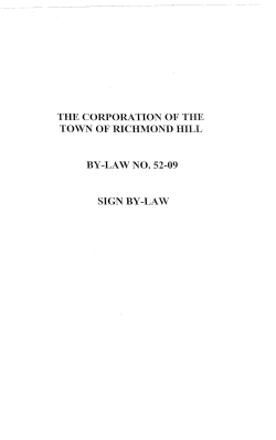 Sign By-law (52-09) - Town of Richmond Hill