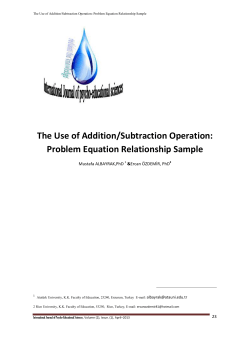 The Use of Addition/Subtraction Operation: Problem Equation