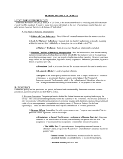 FEDERAL INCOME TAX OUTLINE I. STATUTORY